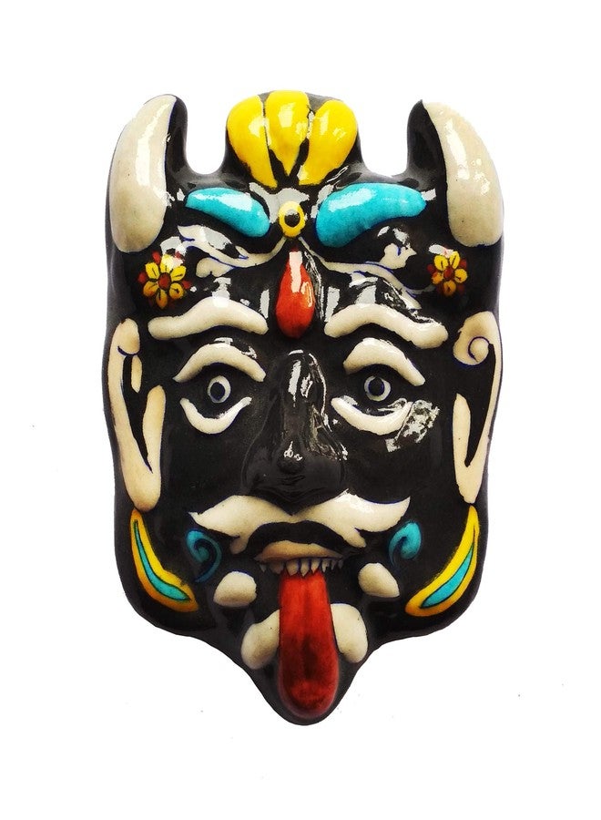 Shiv Kripa Blue Pottery Shiv KRIPA Traditional Folk MASK from India, Blue Pottery Folk MASK for Home Decor - Image 1